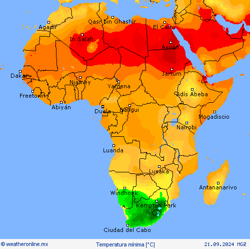 Temperatura mínima Mapas de pronósticos