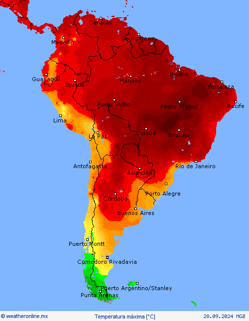 Temperatura máxima Mapas de pronósticos