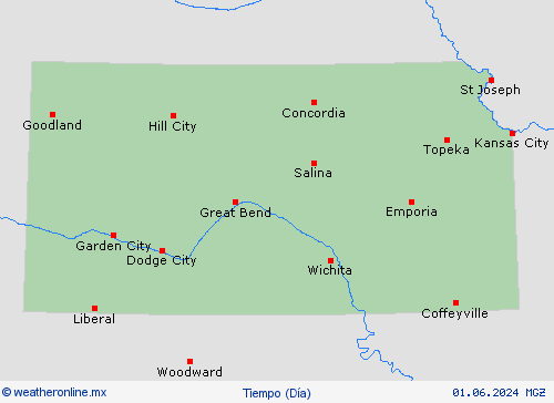 visión general Kansas Norteamérica Mapas de pronósticos