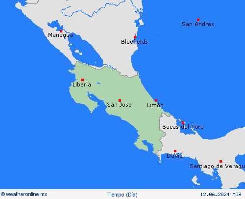 visión general Costa Rica Centroamérica Mapas de pronósticos