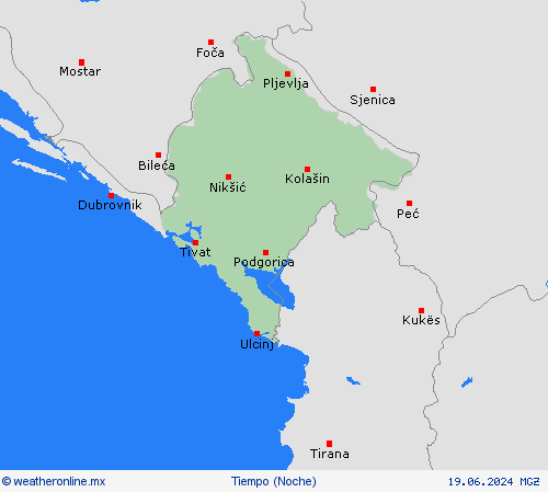 visión general Montenegro Europa Mapas de pronósticos