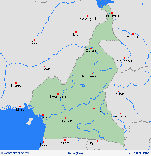 estado de la vía Camerún África Mapas de pronósticos