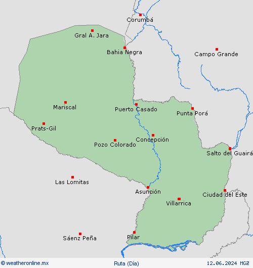 estado de la vía Paraguay Suramérica Mapas de pronósticos