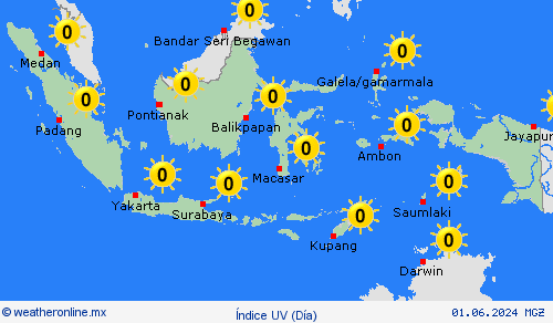 índice uv Indonesia Asia Mapas de pronósticos