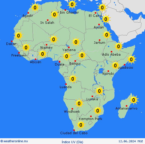 índice uv  África Mapas de pronósticos