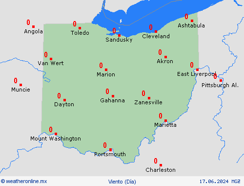 viento Ohio Norteamérica Mapas de pronósticos